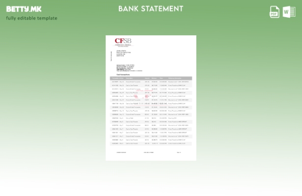 Модерен стил на шаблон за збор за извод од банка CFSB на Канада